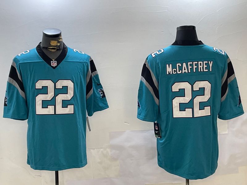 Men Carolina Panthers #22 Mccaffrey Green Second generation 2024 Nike Limited NFL Jersey style 1